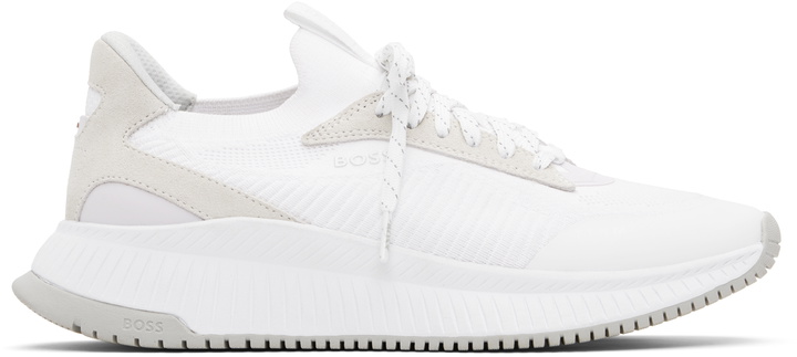 Photo: BOSS White 'TTNM Evo' Fishbone Sole Sneakers
