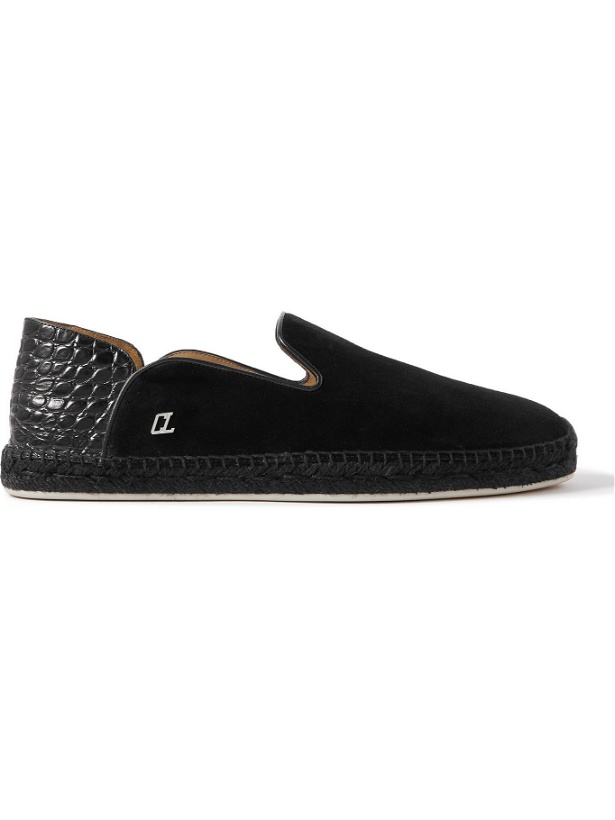 Photo: CHRISTIAN LOUBOUTIN - Collapsible-Heel Leather-Trimmed Suede Espadrilles - Black - EU 44