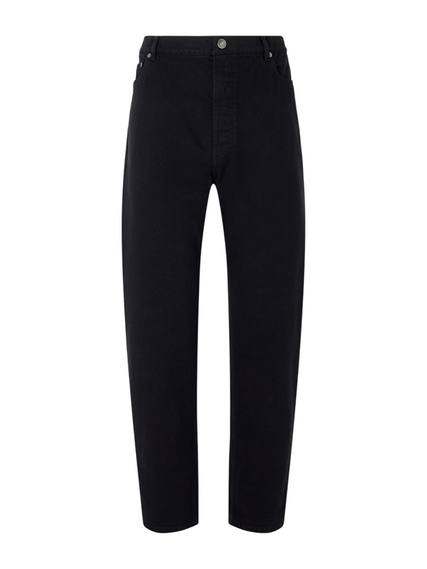 Photo: Brunello Cucinelli - Slim-Fit Straight-Leg Logo-Embroidered Jeans - Black