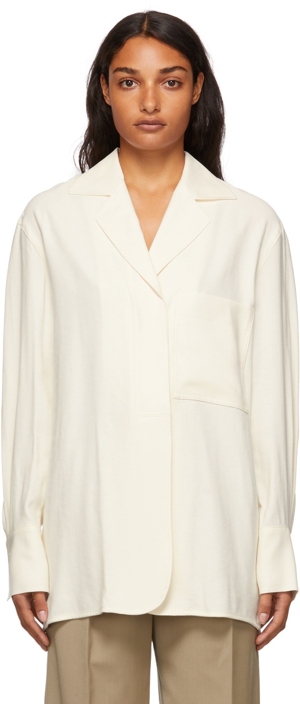 LOW CLASSIC Off-White Open Collar Shirt Low Classic