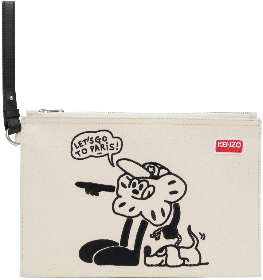 Kenzo Beige BOKE Boy Large Clutch
