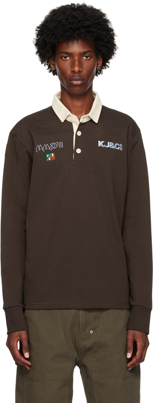 Kijun Brown Embroidered Polo