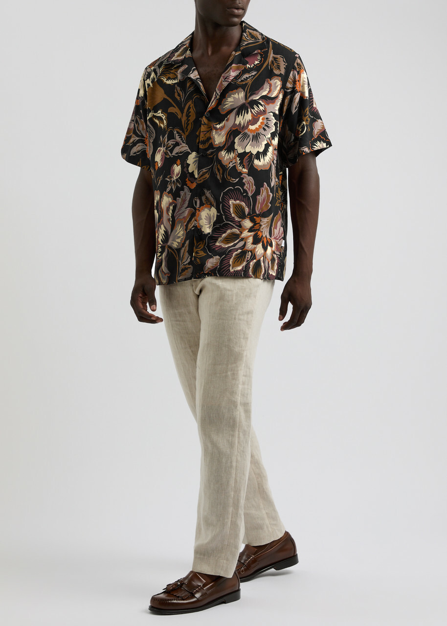 Wax London Didcot Floral-print Shirt Black