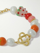 Casablanca - Gold-Plated Pearl and Enamel Beaded Bracelet