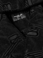 Balenciaga - Oversized Logo-Jacquard Cotton-Terry Hooded Robe - Black