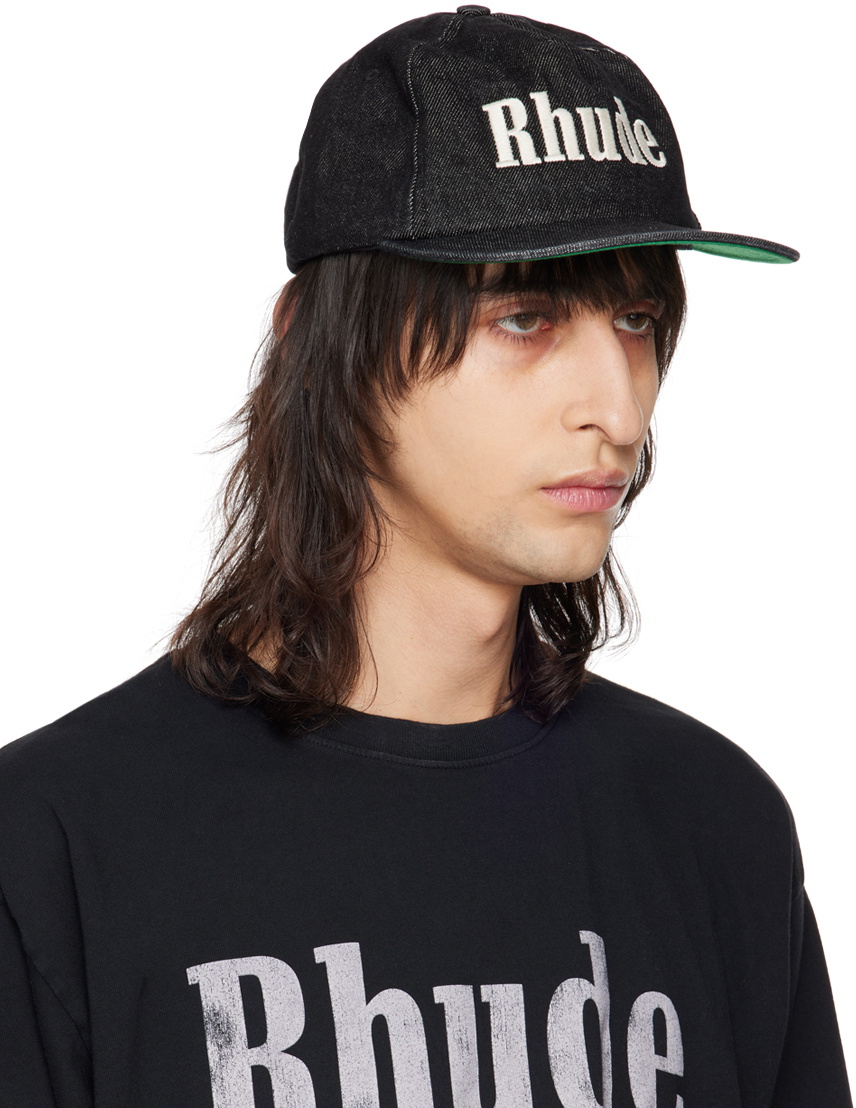 Rhude Black Denim Logo Cap