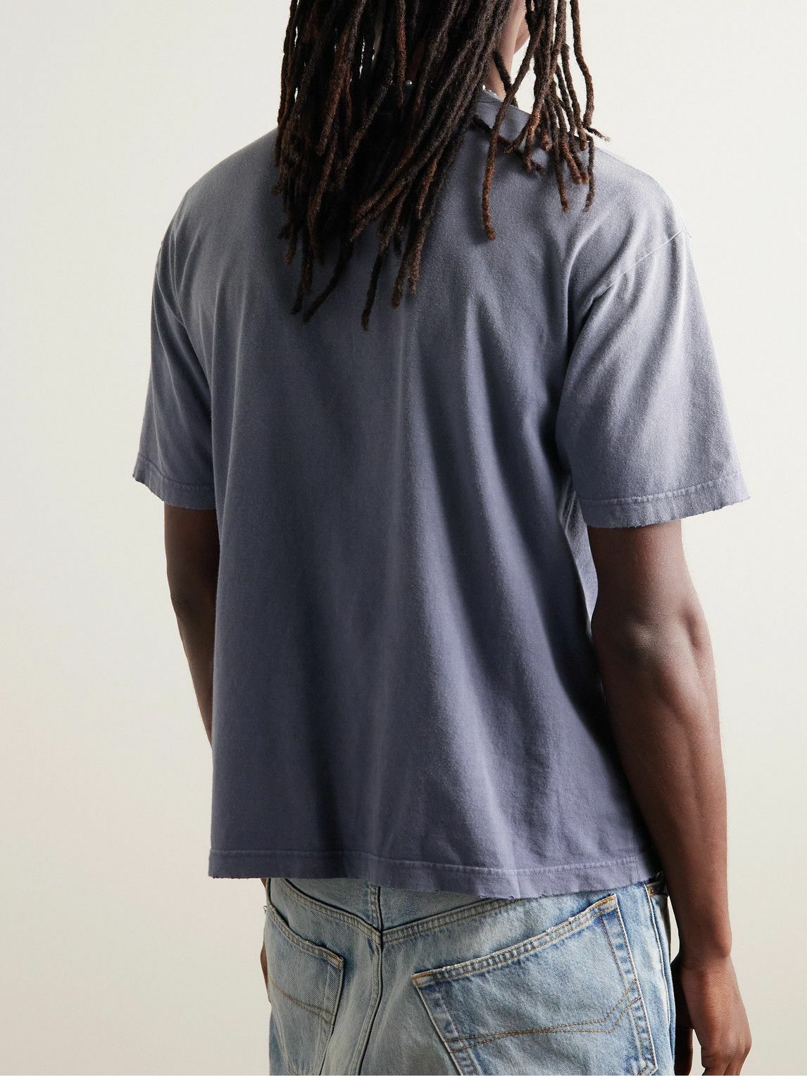 Visvim - Jumbo Distressed Garment-Dyed Cotton-Jersey T-Shirt - Blue Visvim