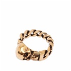Alexander McQueen Men's Skull Chain Ring in Gold