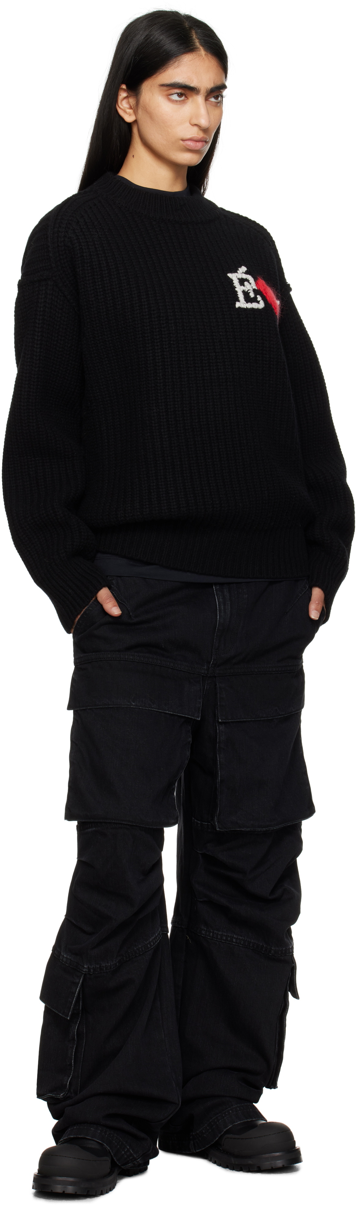 Études Black Heavy Round Neck Sweater