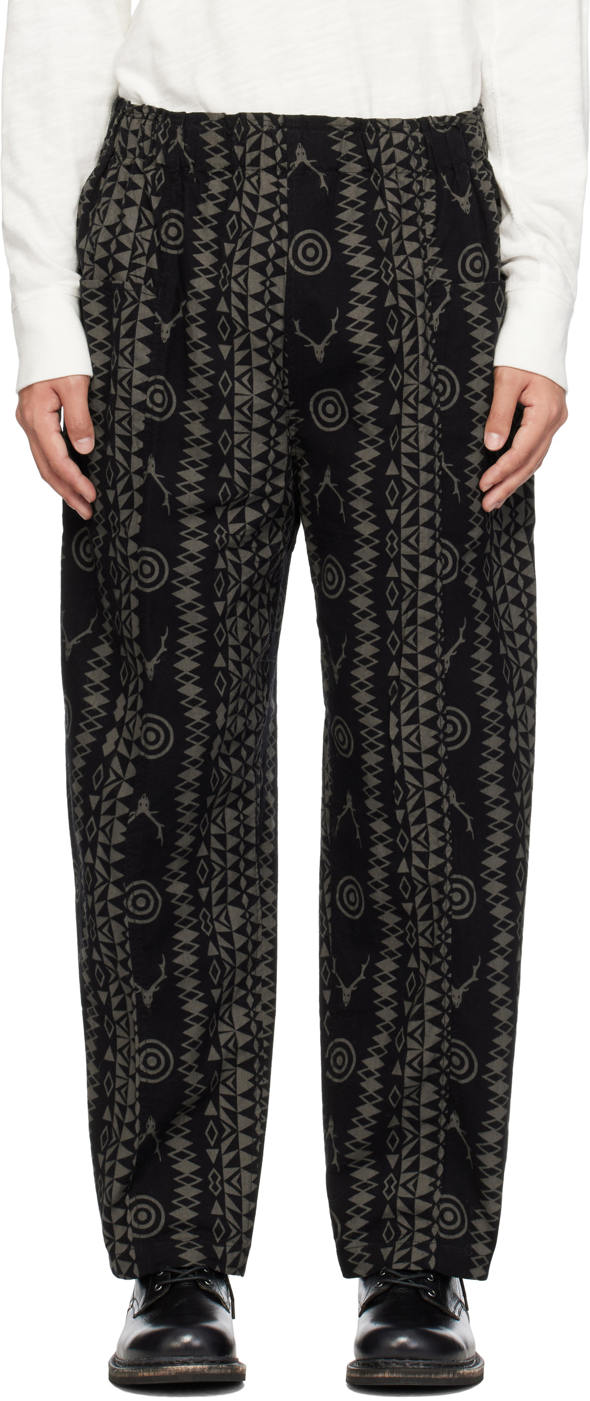 South2 West8 Black Army String Trousers