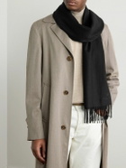 Loro Piana - Logo-Embroidered Fringed Herringbone Cashmere Scarf
