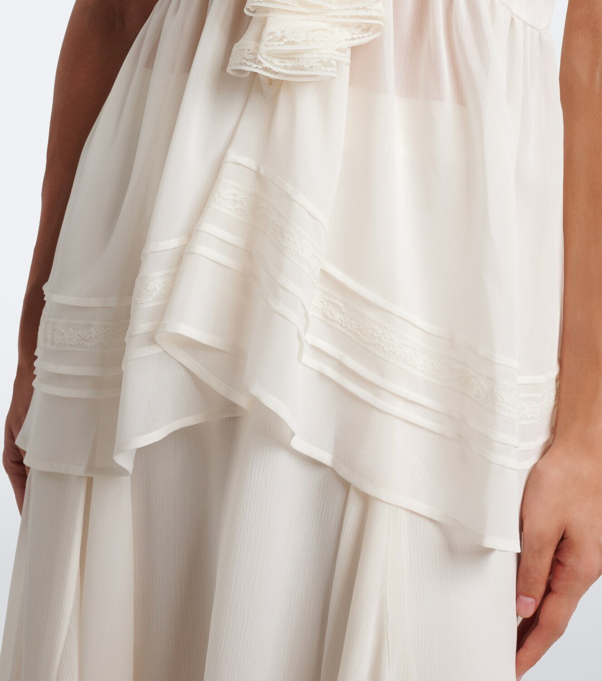 Xu Zhi Ruffled lace-trimmed top