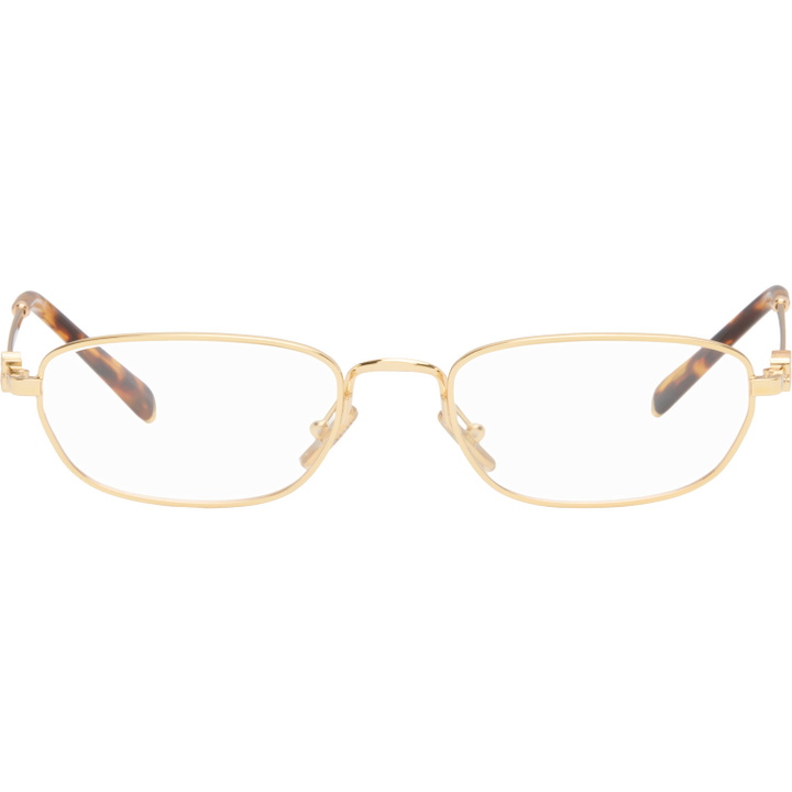 Photo: Miu Miu Eyewear Gold Rectangular Sunglasses