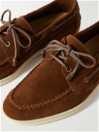 Loro Piana - Sea-Sail Walk Leather-Trimmed Suede Boat Shoes - Brown