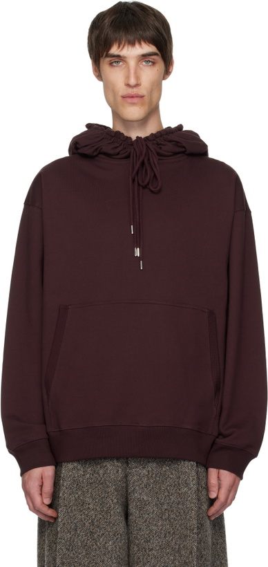 Photo: Dries Van Noten Burgundy Loose Fit Hoodie