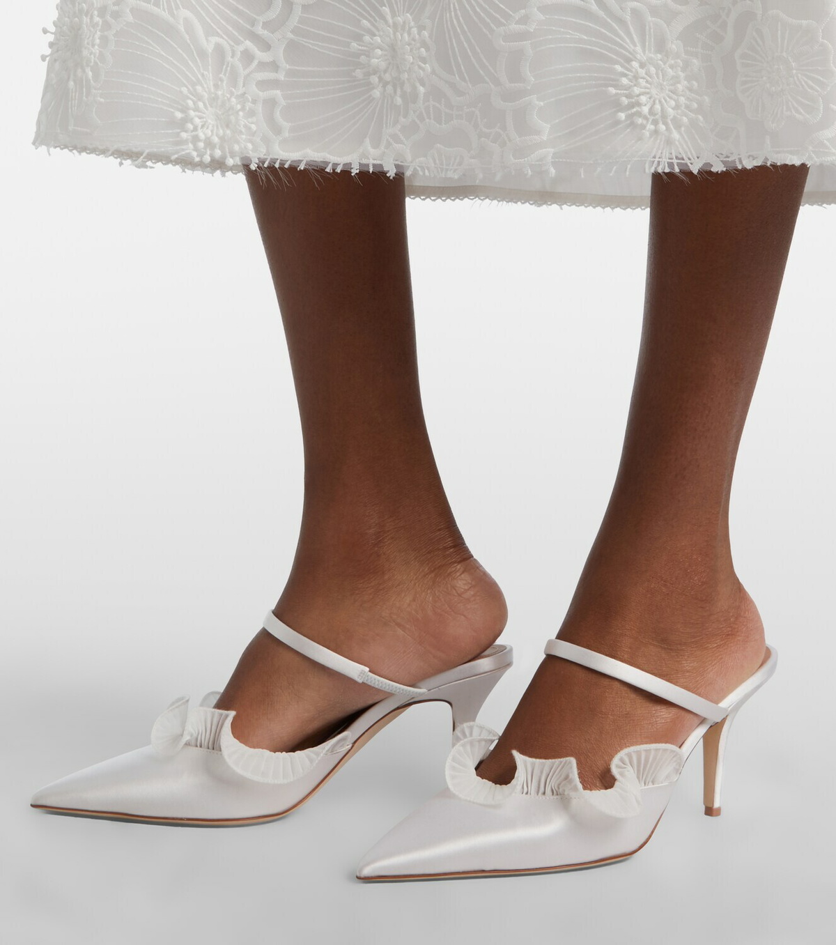 Malone Souliers Cecile 70 ruffled satin mules