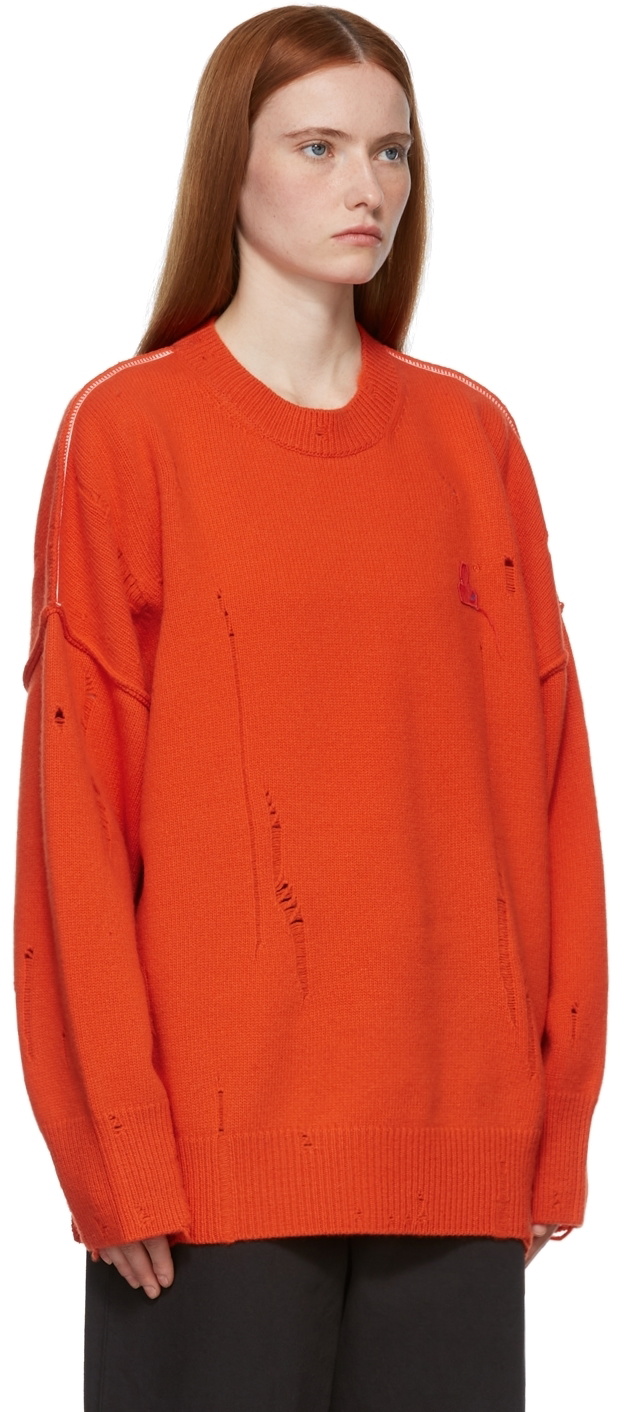 Orange distressed sweater best sale