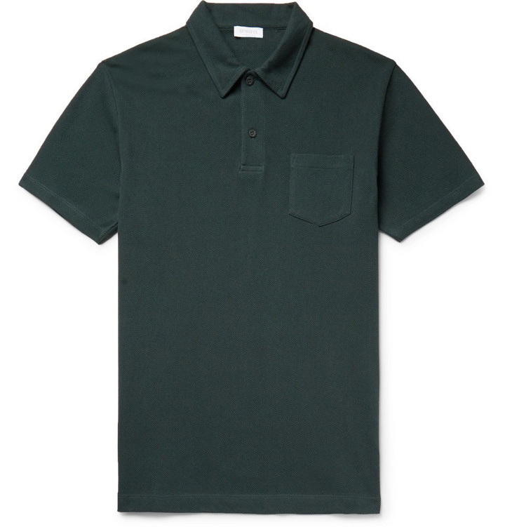 Photo: Sunspel - Riviera Slim-Fit Cotton-Mesh Polo Shirt - Men - Green