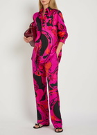 Pucci Printed Straight-leg Silk Trousers Pink