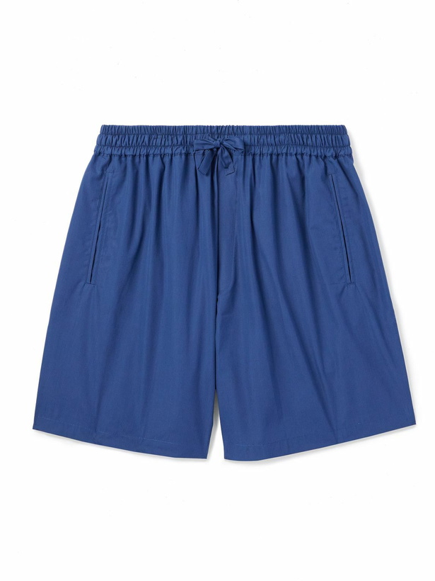 Photo: UMIT BENAN B - Julian Straight-Leg Cotton-Poplin Drawstring Shorts - Blue