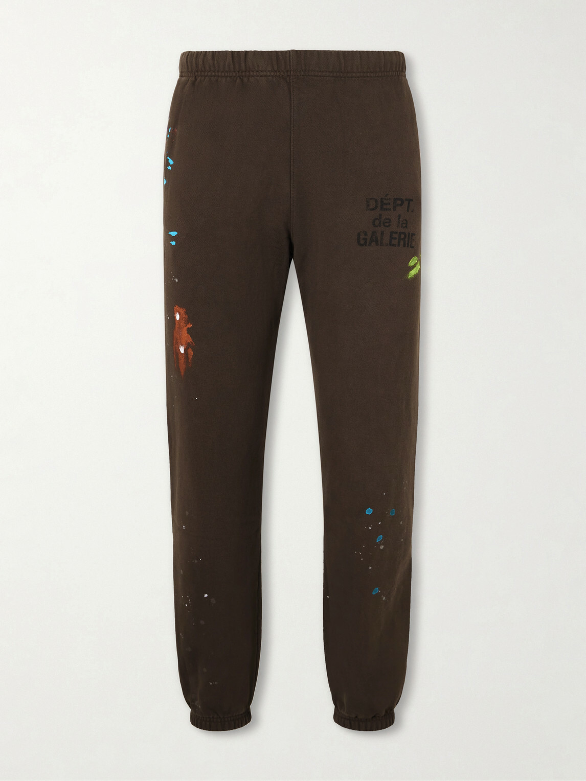 Gallery Dept. - Logo-Print Paint-Splattered Cotton-Jersey Sweatpants - Brown
