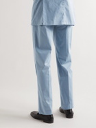 Caruso - Panarea Straight-Leg Pleated Cotton-Blend Twill Suit Trousers - Blue