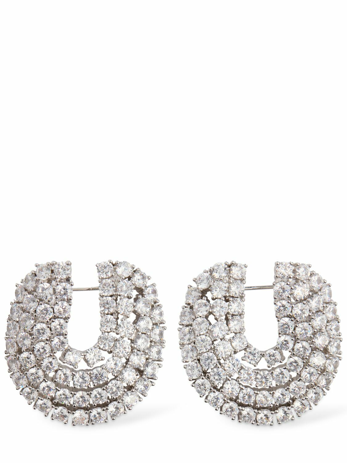 SELF-PORTRAIT Crystal Curved Hoop Earrings Self-Portrait