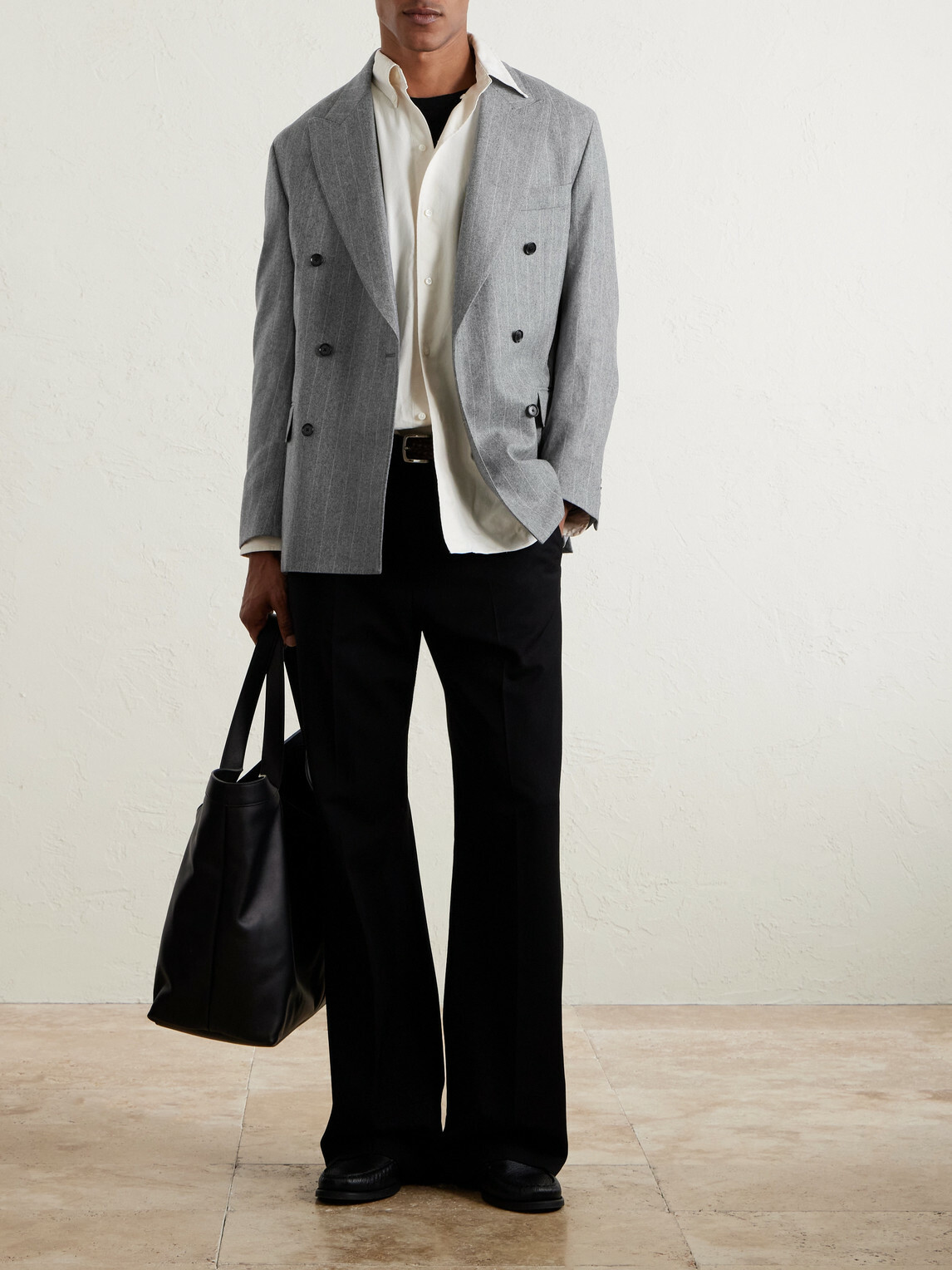 Kaptain Sunshine - Double-Breasted Pinstriped Wool Suit Jacket - Gray