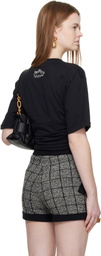 Balmain Black Cropped Tie T-shirt