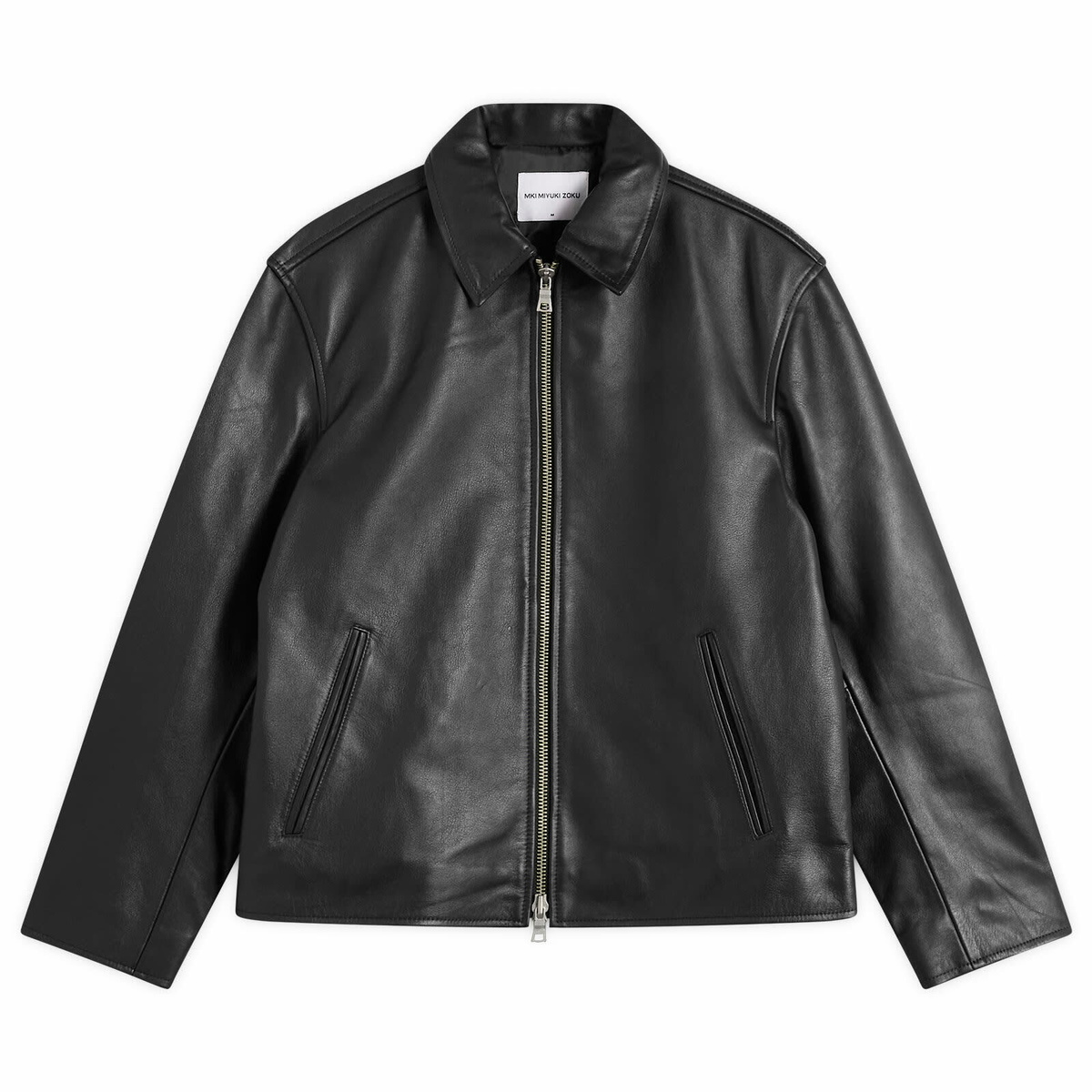 MKI MIYUKI ZOKU 黒レザージャケット XXL MKI Men's Cropped Leather Rider in Black MKI Miyuki-Zoku