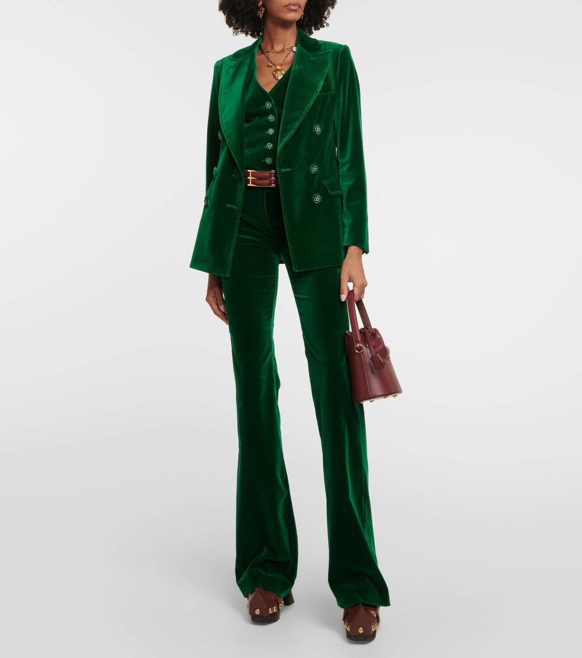 Etro High-rise cotton velvet flared pants Etro