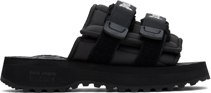 Photo: Palm Angels Black Suicoke Edition Moto-P Sandals