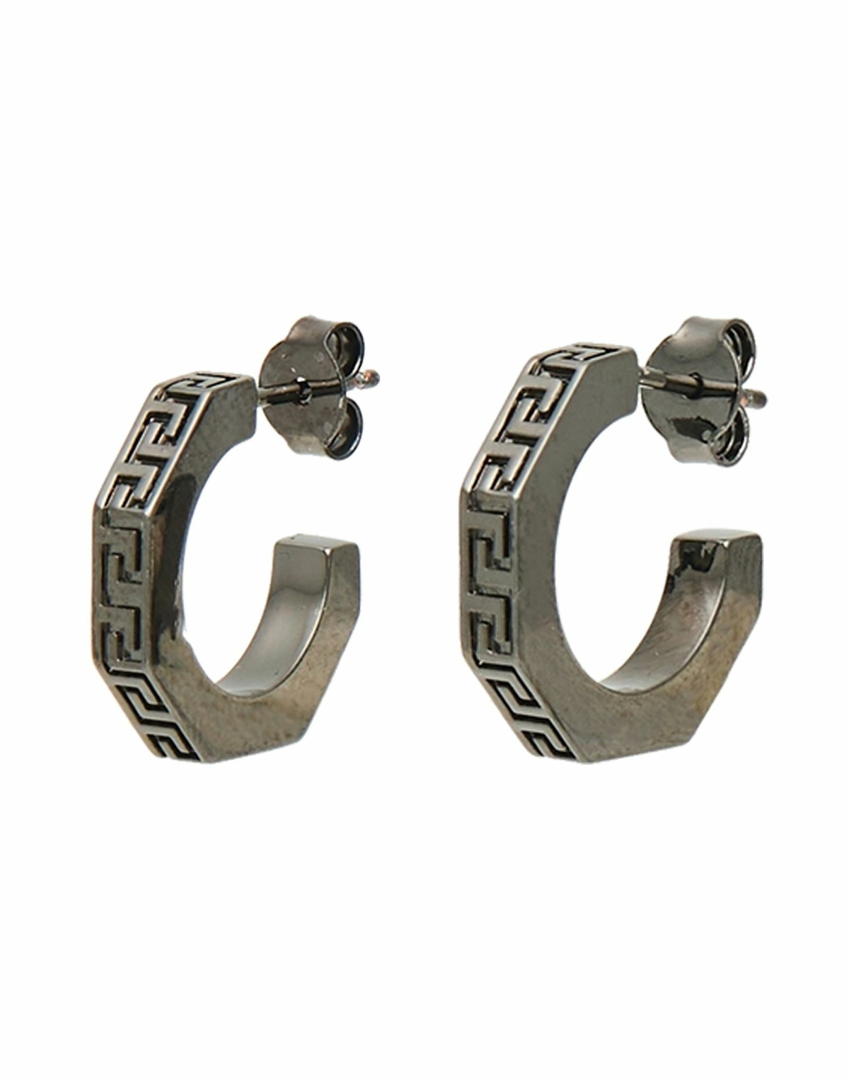 Versace Greca Womens Earrings in Gunmetal