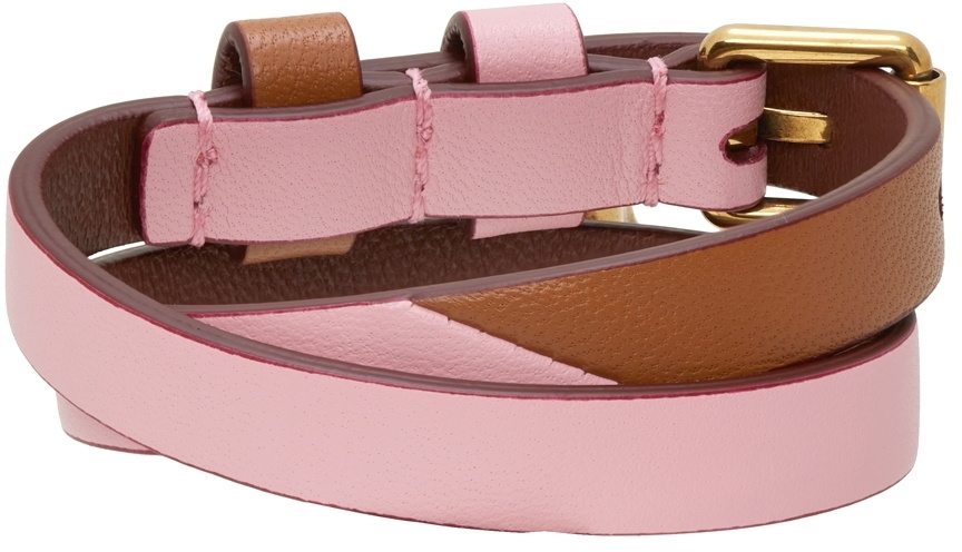 Alexander McQueen Pink Double Wrap Skull Bracelet Alexander  display picture 2