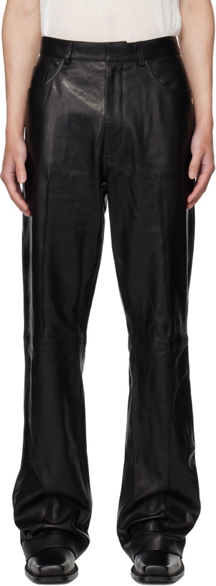 Photo: AMIRI Black Boot Cut Leather Pants