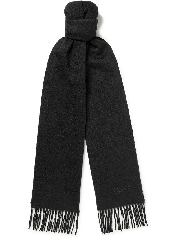 Photo: Mulberry - Logo-Embroidered Fringed Cashmere Scarf