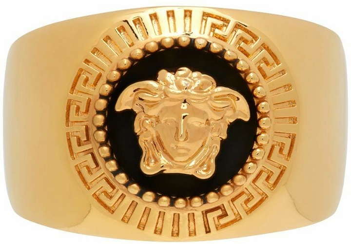 Photo: Versace Gold Round Enameled Medusa Ring