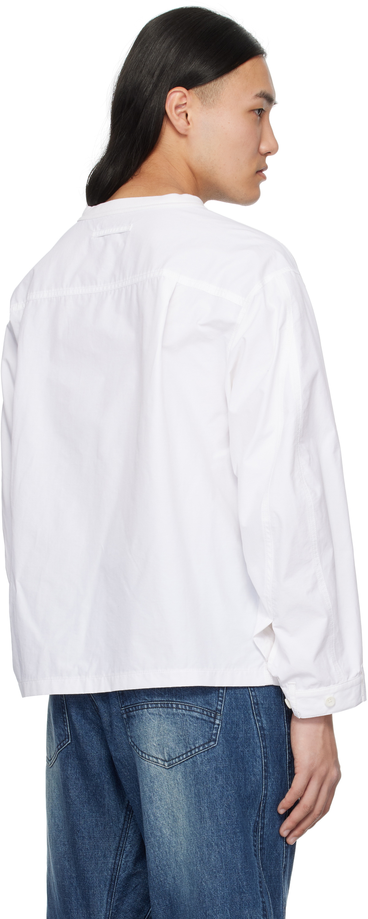 lesugiatelier White Curved Silhouette Long Sleeve T-shirt
