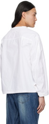 lesugiatelier White Curved Silhouette Long Sleeve T-shirt