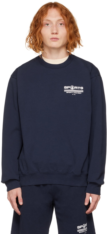 Photo: Sporty & Rich Navy 'Sports' Sweatshirt
