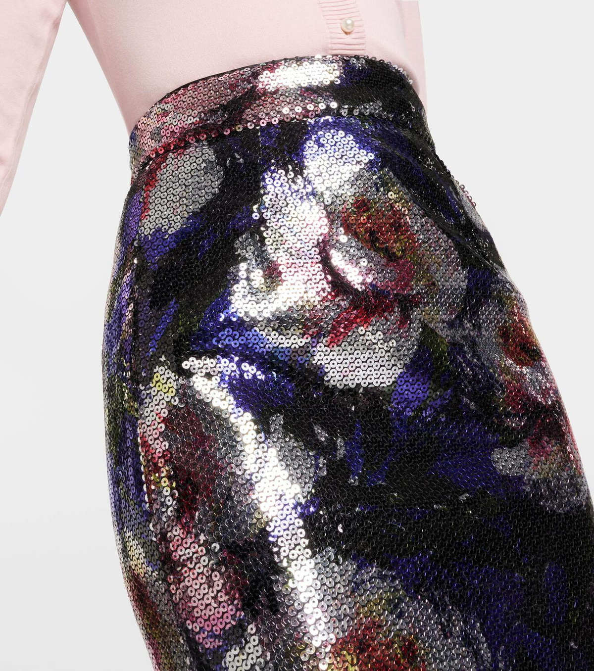 Dolce & Gabbana Black Love Clock Sequined Piano Skirt