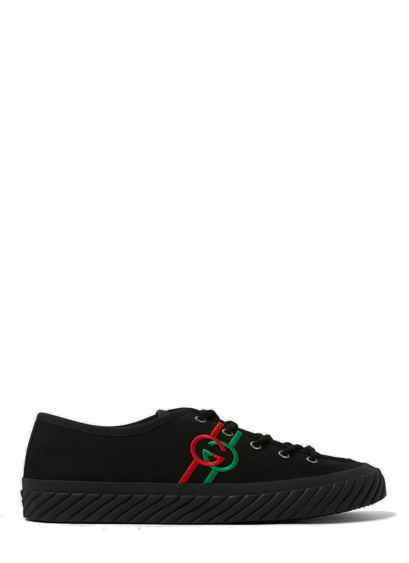 Photo: GG Embroidered Plimsoll Sneakers in Black