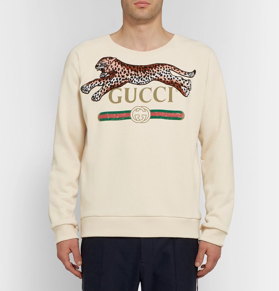 Gucci Appliqu d Logo Print Loopback Cotton Jersey Sweatshirt