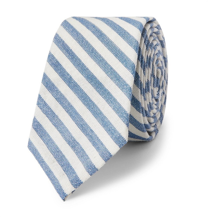 Photo: Thom Browne - 5cm Striped Wool, Mohair and Silk-Blend Tie - Men - Blue