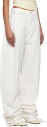 Mônot White Baggy Laced Up Jeans