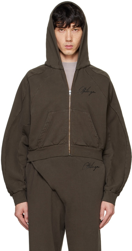 Photo: Ottolinger Brown Multiline Zip Hoodie