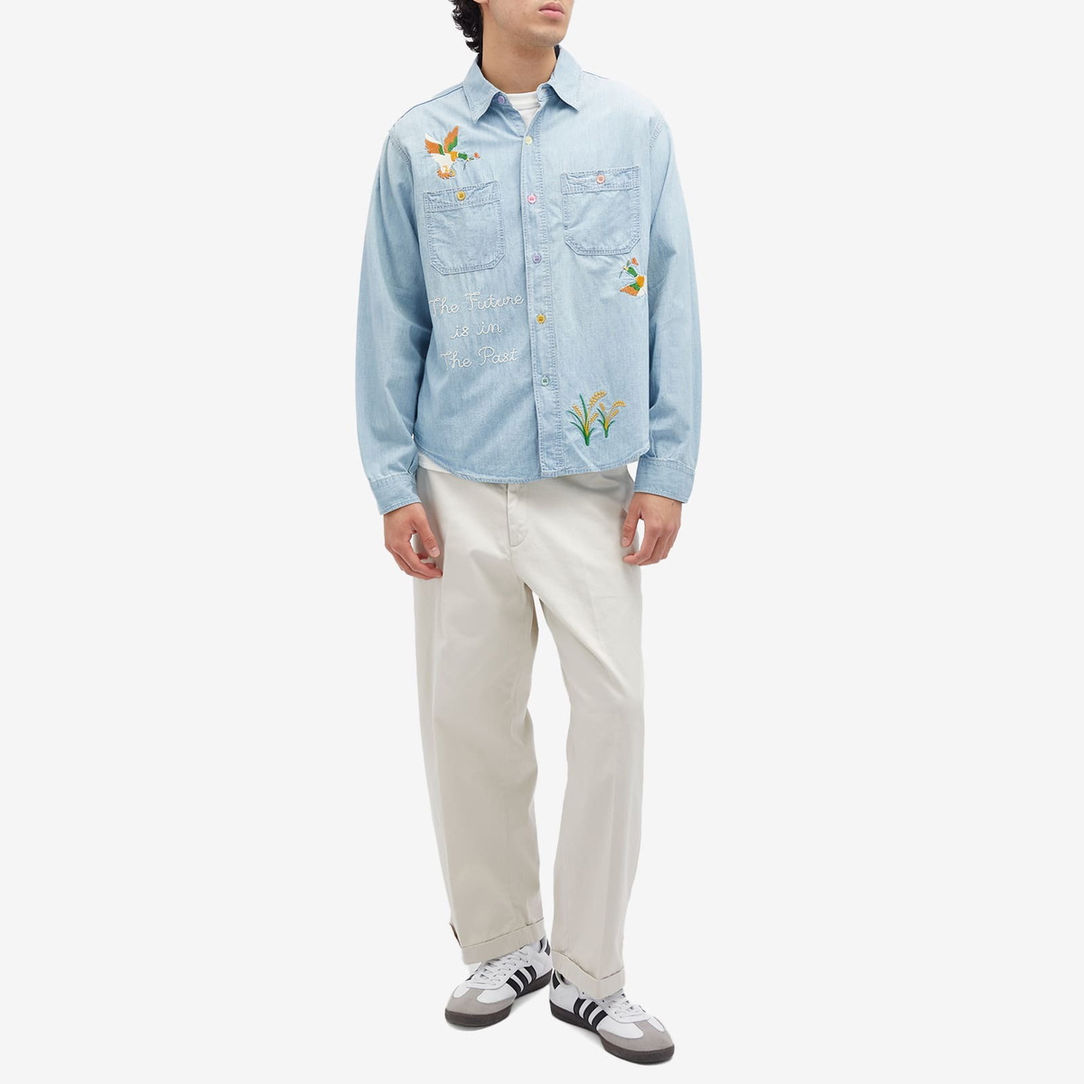 Human Made Men's Wide Cropped Pants in White Human Made