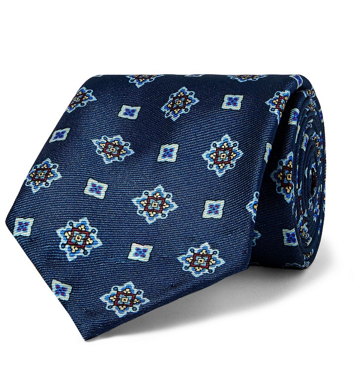 Photo: Rubinacci - 6cm Printed Silk-Twill Tie - Blue