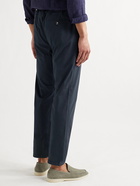 CANALI - Slim-Fit Cotton-Blend Drawstring Trousers - Blue