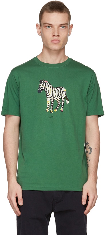 Photo: PS by Paul Smith Green Paint Splash Zebra T-Shirt